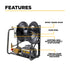 X-1520FW1GENH features diagram highlighting spray wand hook, hose reel, auto start/stop control box and triplex pump with external unloader