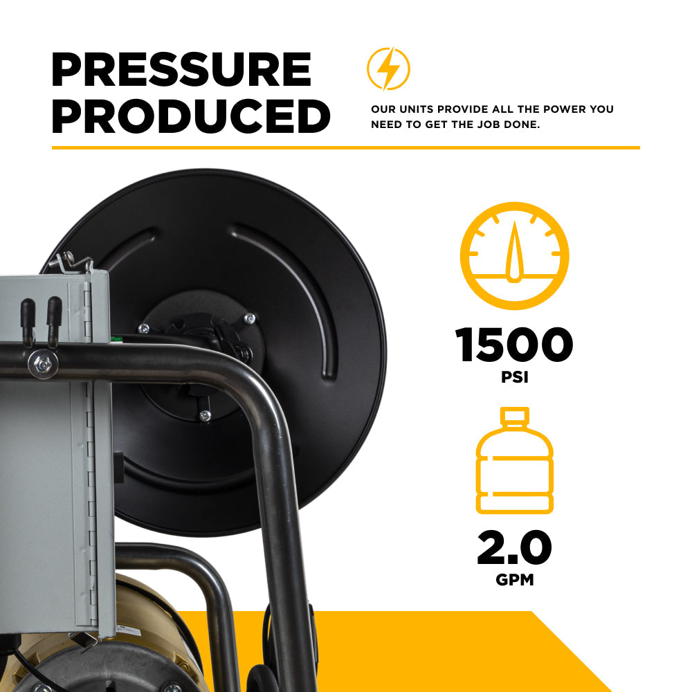 X-1520FW1GENH wall mount pressure washer delivering 1500 PSI and 2.0 GPM performance