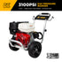 BE Power Equipment B3165HAGS 3100 PSI Gas Pressure Washer - 3.1 GPM Honda GX200 196cc engine and GP Triplex Pump, 3-year warranty