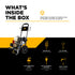 BE Power Equipment B3165HC In the Box: engine oil, oil funnel, high-pressure hose, quick-connect nozzles, and spray wand