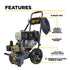 BE Power Equipment B4213HA Features Diagram - Rubber Grip, Aluminum Frame, CP CTG2 Triplex Pump, 12-Inch Premium Flat Free Tires