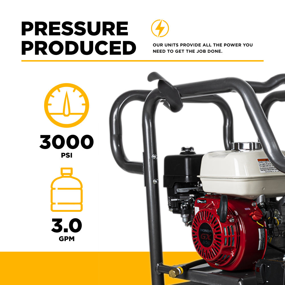 BE Power Equipment HW2765HG - 3000 PSI 3.0 GPM Pressure Output with Honda GX200 Engine Close-Up