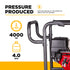 BE Power Equipment HW4013HG Pressure Performance - 4000 PSI and 4.0 GPM with Honda GX390 Engine