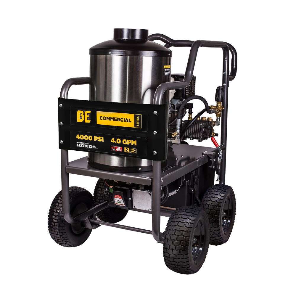 BE Power Equipment HW4013HG Commercial Series 4000 PSI 4.0 GPM Hot Water Gas Pressure Washer on white background