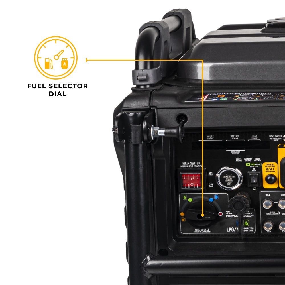 BE Power Equipment BE10500IT Générateur à onduleur tri-carburant 10 500 watts de pointe, démarrage à recul/électrique, carburants gaz/propane/gaz naturel