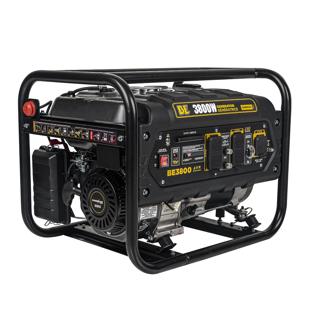 BE Power Equipment BE3800 3,800W Portable Gas Generator - front angle view on white background