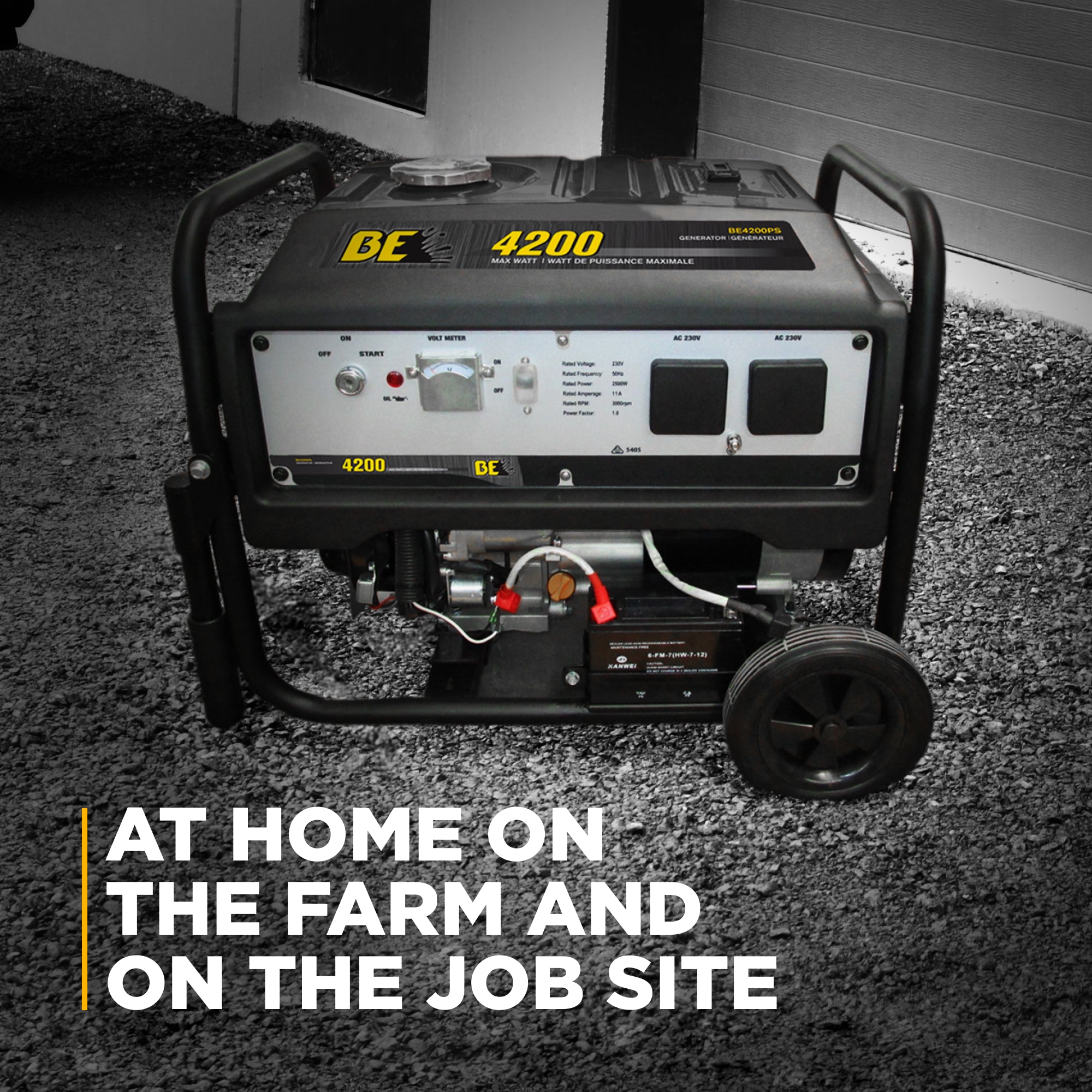BE Power Equipment BE4200PS 4,200W Portable Generator side view