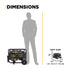 BE4800 Generator dimensions diagram - 23x18x18 inches unit size, 103 lbs unit weight with human scale reference