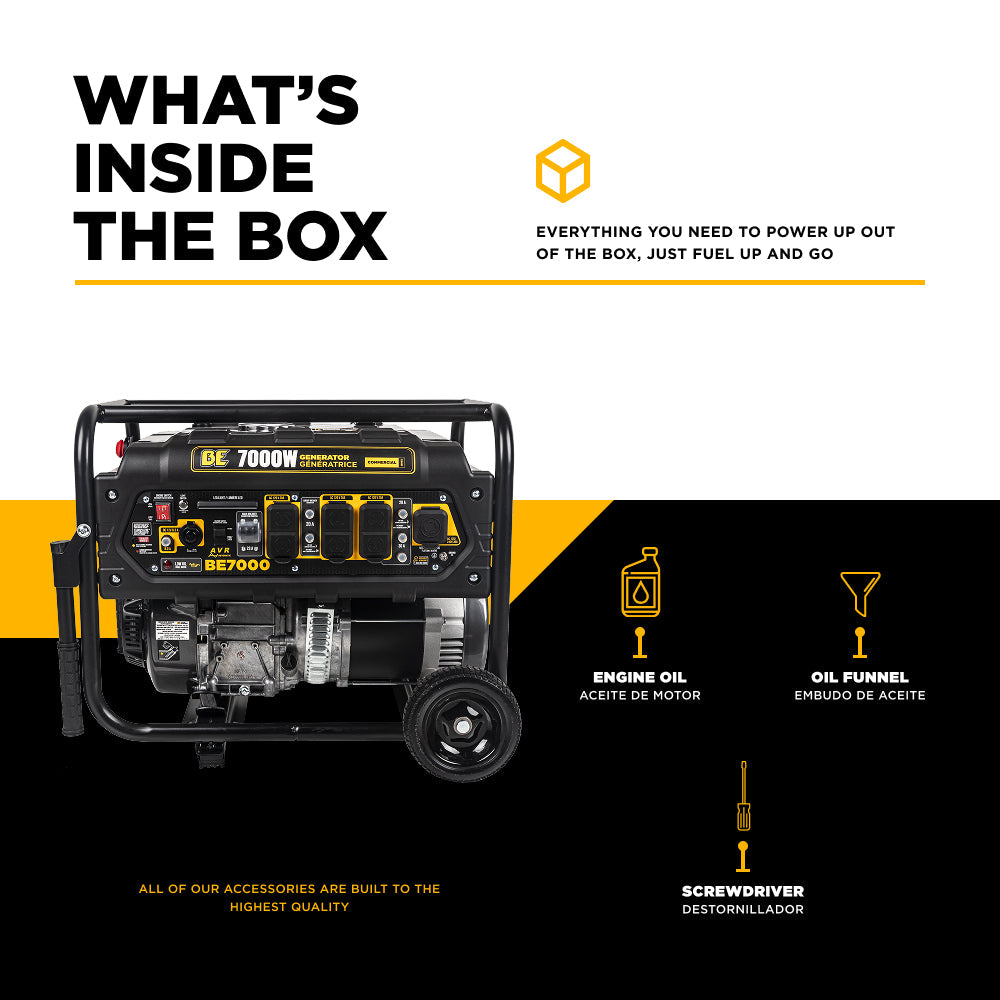 BE Power Equipment BE7000 Générateur de 7 000 watts de pointe, démarrage à rappel, gaz combustible