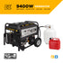 BE Power Equipment BE9400DFS 9400W Dual Fuel Electric Start Generator with propane tank and gas can