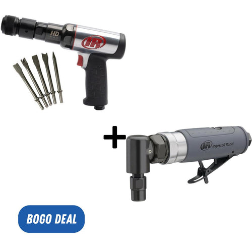 Ingersoll Rand 135MAXK .401" SHANK HD AIR HAMMER KIT WITH 5 CHISELS, 3/4" (19MM) BORE DIAM., 2600 BPM, 3" STROKE
