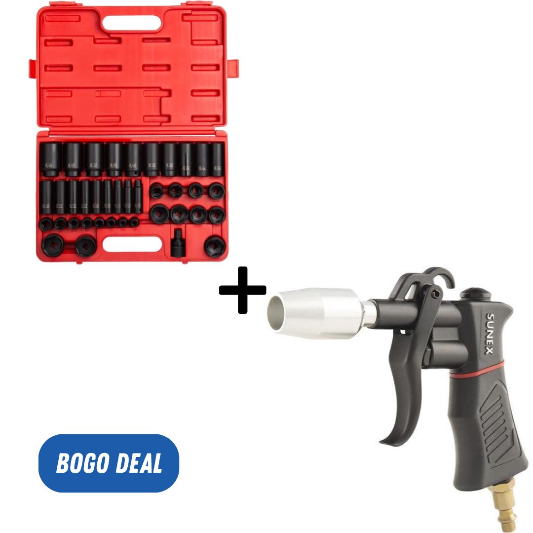 Sunex Tools 2668 Jeu de douilles à choc Drive Master 1/2 po, 39 pièces, SAE, 3/8" - 1-1/2", standard/profonde, acier Cr-Mo, étui de rangement robuste, comprend un joint universel