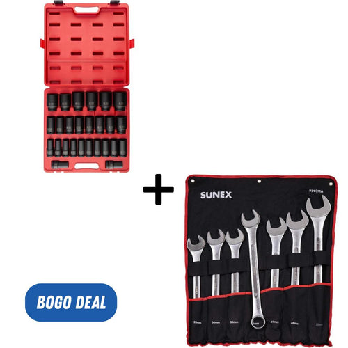 Sunex Tools 4693 Jeu de douilles à choc profond métriques à entraînement 3/4 po, 26 pièces