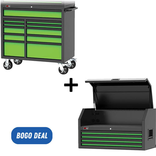 TOBEQ RCBT411121LGBK 41" HD Series 11-Drawer Rolling Cabinet