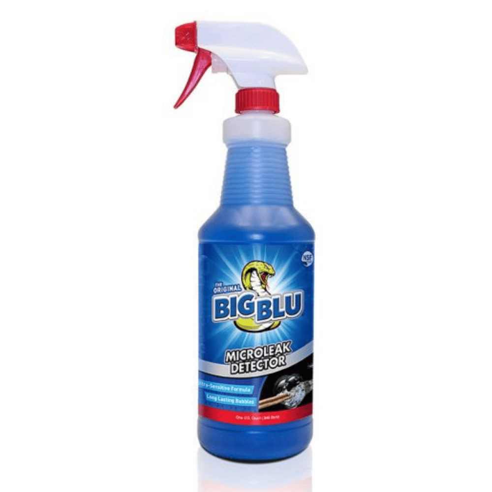 Big Blu microleak detector spray bottle on a white background