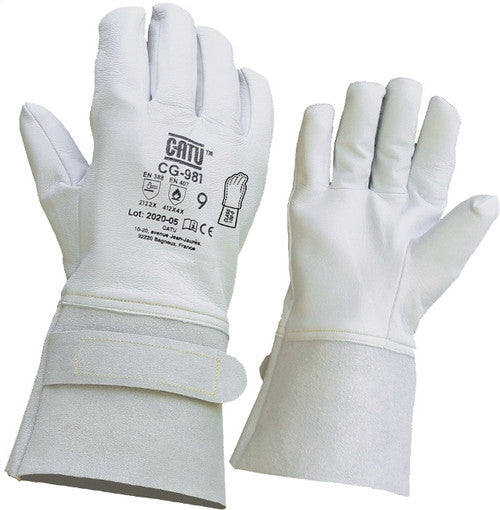 CATU CG-981-08 12.5" LONG LEATHER OVERGLOVES FOR LOW VOLTAGE INSULATING GLOVES, CLASS 00 & 0, SIZE 8 - MPR Tools & Equipment