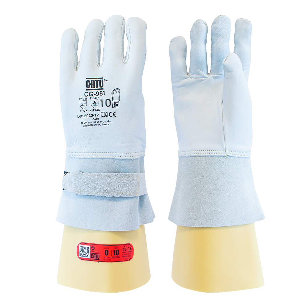 CATU CG-981-10 12.5" Long Leather Overgloves for Low Voltage Insulating Gloves, Class 00 & 0, Size 10 - MPR Tools & Equipment