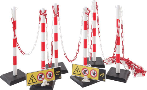 CATU KIT-VEH DELINEATION KIT, (6) RED & WHITE BALASTED BOUNDARY POSTS, (1) 25M RED & WHITE PLASTIC CHAIN WITH LINKS, (2) PLASTIC SIGNS - MPR Tools & Equipment