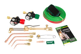 Victor 0384-2100 Journeyman EDGE 2.0 Heavy Duty Acetylene Cutting Heating Welding Outfit CGA-300 with regulators, torch handle, cutting attachment, hose, and accessories