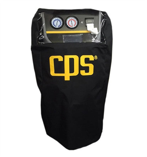 CPS Products MXXC MX Series Dust Cover on A/C RRR Machine, black nylon with yellow CPS logo and clear gauge window