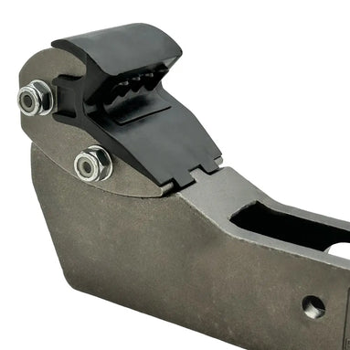 Angled view of Coats 85607986 GRIP-MAX Plus Extended Clamp highlighting plastic protector and mounting bolts
