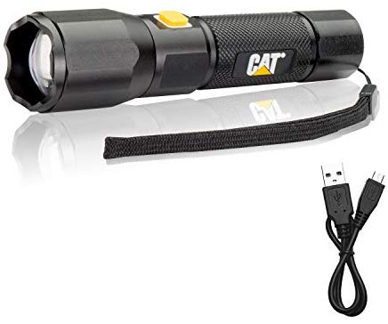 Cat Lights CT2405 Rechargeable Aluminum Focusing Tactical Light  420 Lumen LED 3-Mode Focusing Beam Flashlight. Black/Yellow - MPR Tools & Equipment