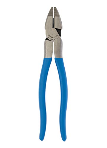 Channellock 369 9.5-Inch Lineman's Pliers | Xtreme Leverage Technology (XLT) Requires Less Force to Cut than Other High-Leverage Models | Forged from High Carbon Steel | Made in the USA, Blue Handle - MPR Tools & Equipment