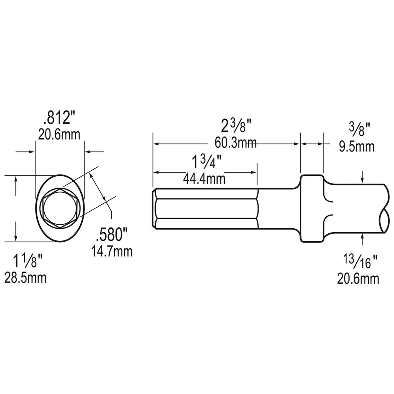 Chicago Pneumatic 6158132180 PICK CHISEL 12" .580 HEX