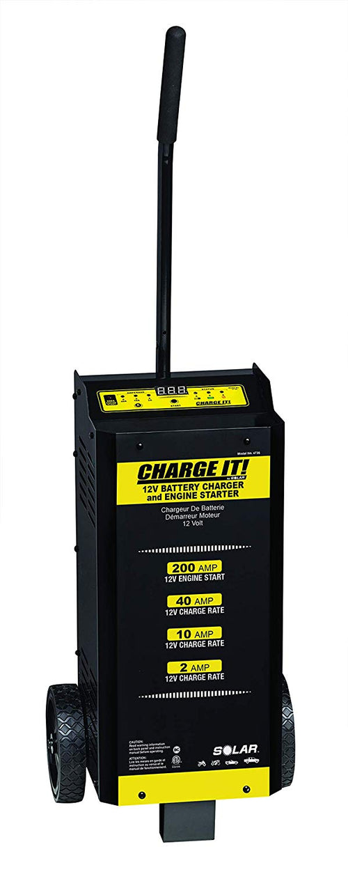 Clore Automotive 4735 Solar CHARGE IT! 6V/12V 40/20/5/200 Amp Wheeled Battery Charger - MPR Tools & Equipment