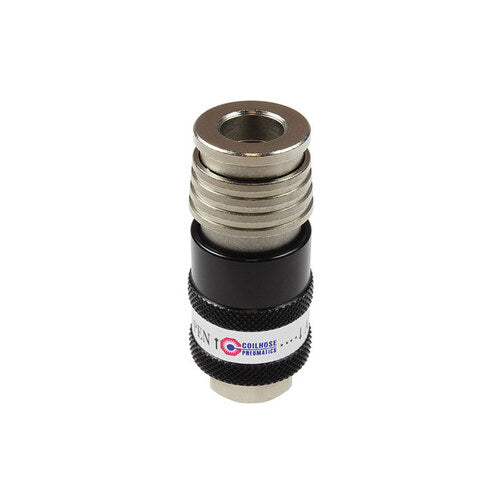 Coilhose Pneumatics 580USE 2-in-1 Safety Exhaust Coupler 3/8" FPT Thread Chrome Plated Steel & Aluminum - MPR Tools & Equipment