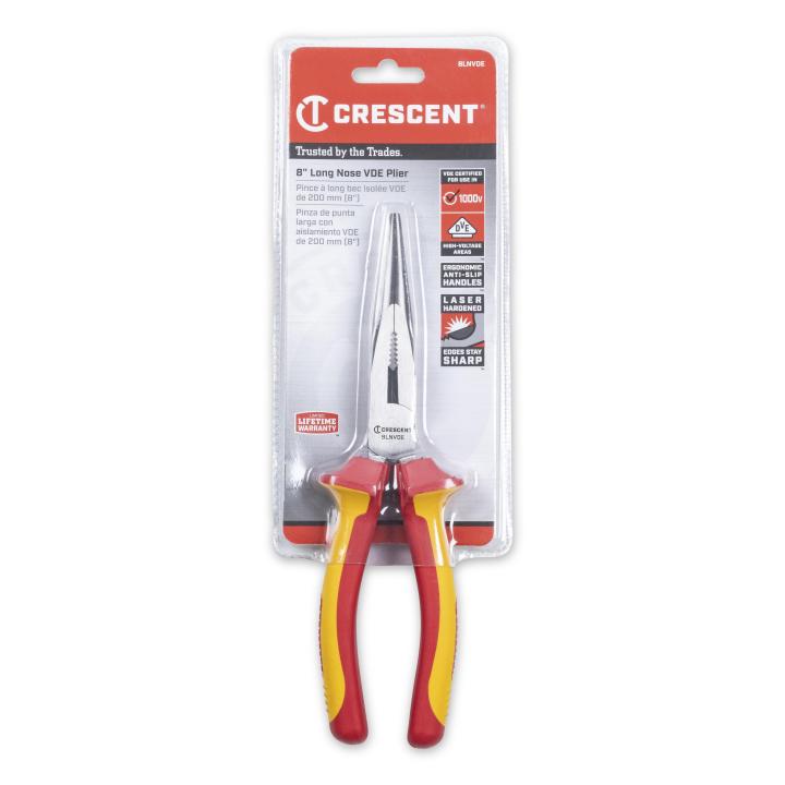 Crescent 8LNVDE 8" VDE Insulated Long Nose Pliers - MPR Tools & Equipment