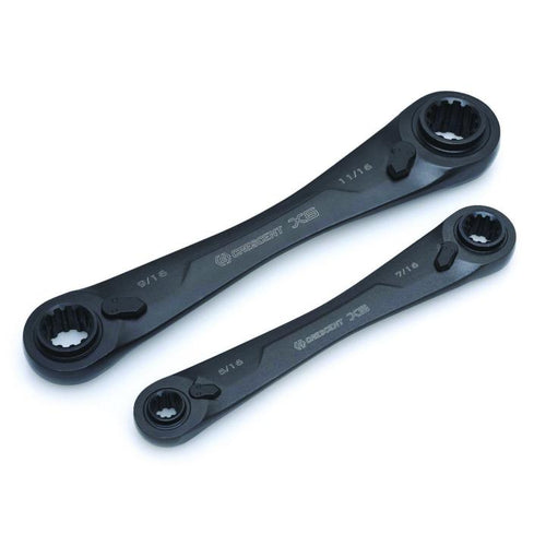 Crescent CX6DBS2 2 Pc. X6 4-in-1 Black Oxide Spline Ratcheting SAE Wrench Set - MPR Tools & Equipment