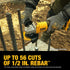 Dewalt DCG408B cordless angle grinder cutting 1/2 in. rebar - up to 56 cuts per charge with DCB205 battery
