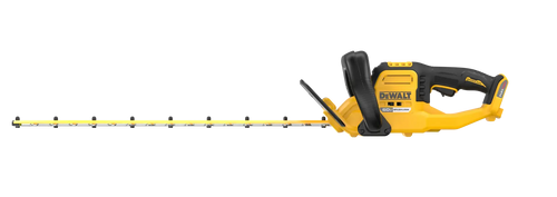 Dewalt DCHT870B 60V MAX 26-in Brushless Cordless Hedge Trimmer, straight profile view showing 60V Brushless label