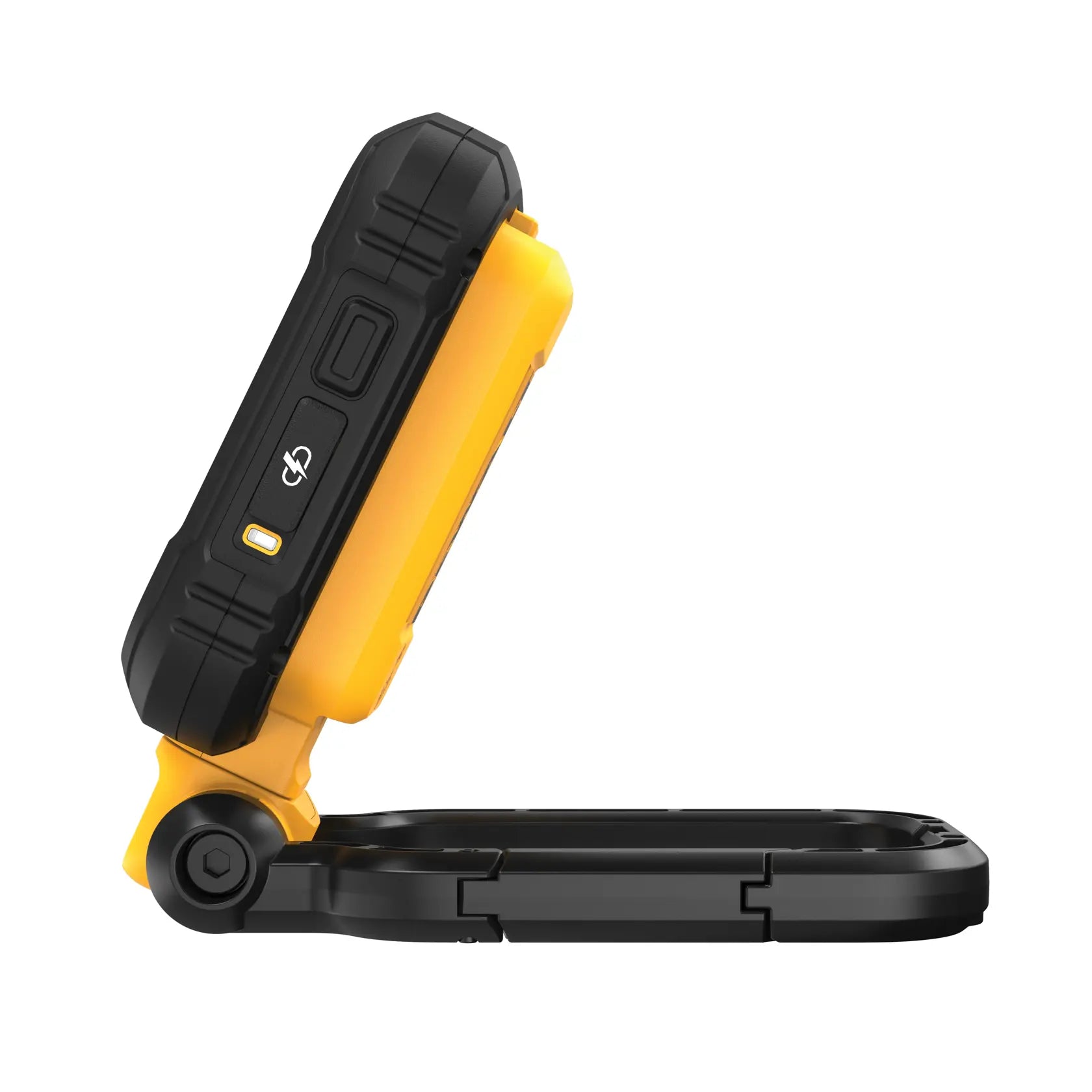 Dewalt DCL182 Rechargeable LED Task Light side view with carabiner folded flat