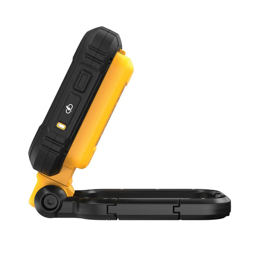 Dewalt DCL182 Rechargeable LED Task Light side view with carabiner folded flat