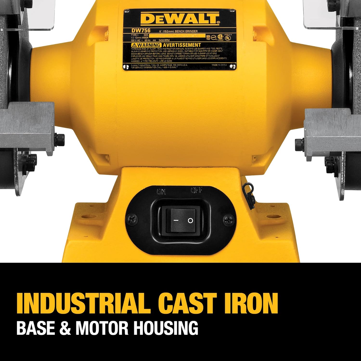 DEWALT DW756 6-Inch Bench Grinder. Yellow. Black. Gray