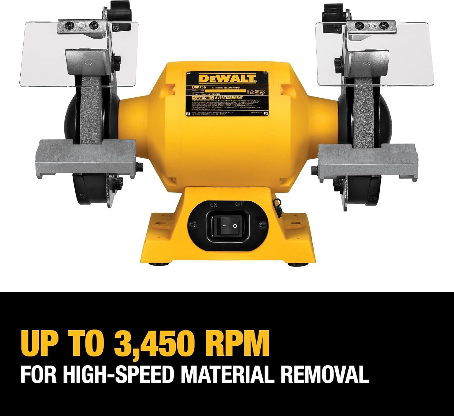 DEWALT DW756 6-Inch Bench Grinder. Yellow. Black. Gray