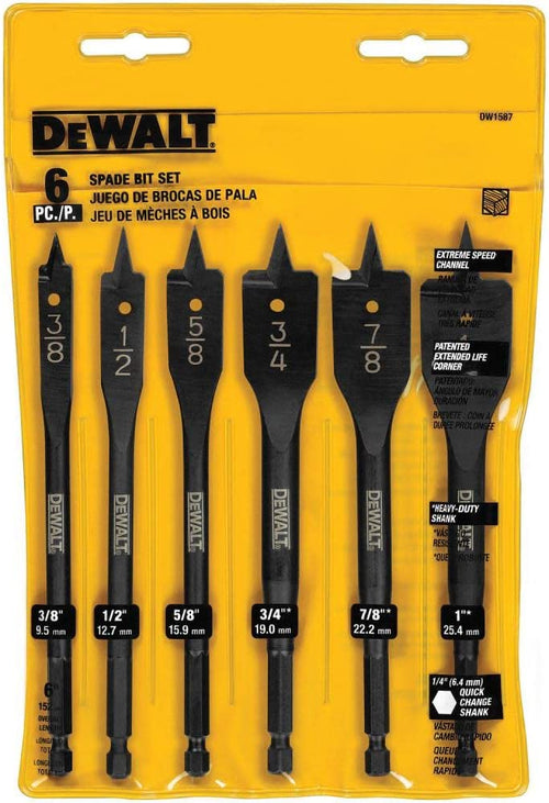 DeWalt DW1587 6-Piece Spade Bit Set - MPR Tools & Equipment