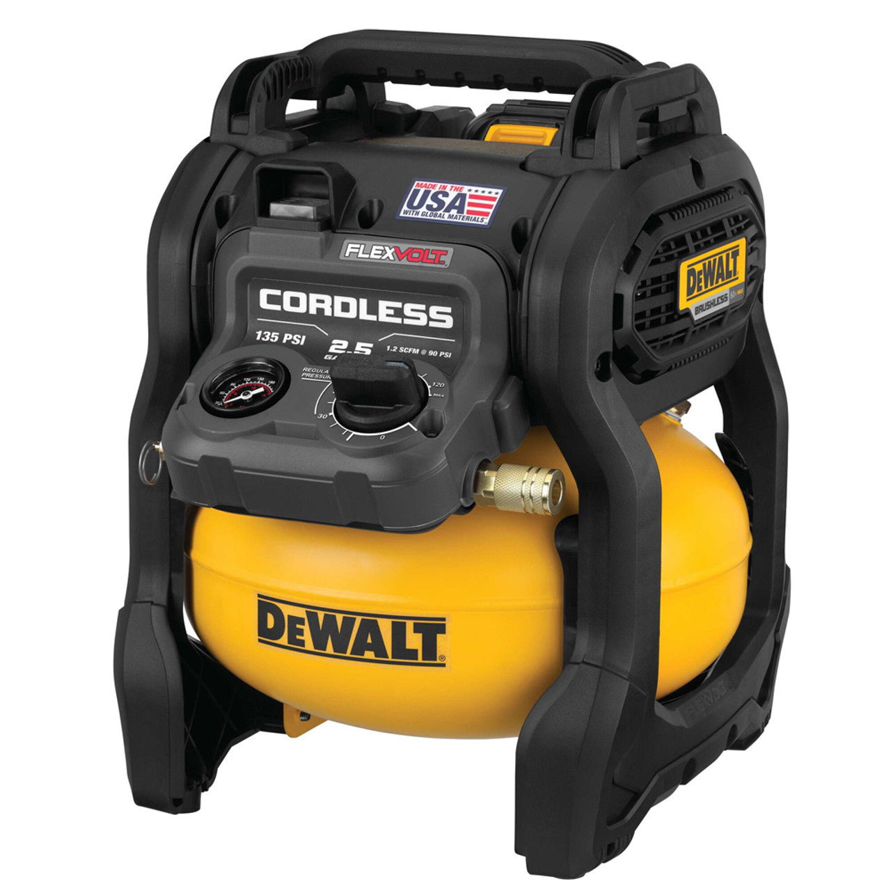 Dewalt DCC2560T1 60V MAX FLEXVOLT, 0.4 HP, 2.5GAL, 135 PSI, OIL FREE, 1.2 SCFM, CORDLESS COMPRESSOR