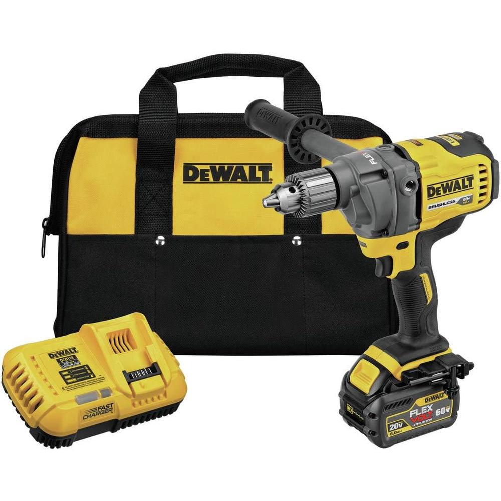 Dewalt DCD130T1 60V MAX Mixer/Drill Kit with E-Clutch, Variable Speed, 1/2" Chuck, 0-600 RPM, 1 Battery, 1 Charger