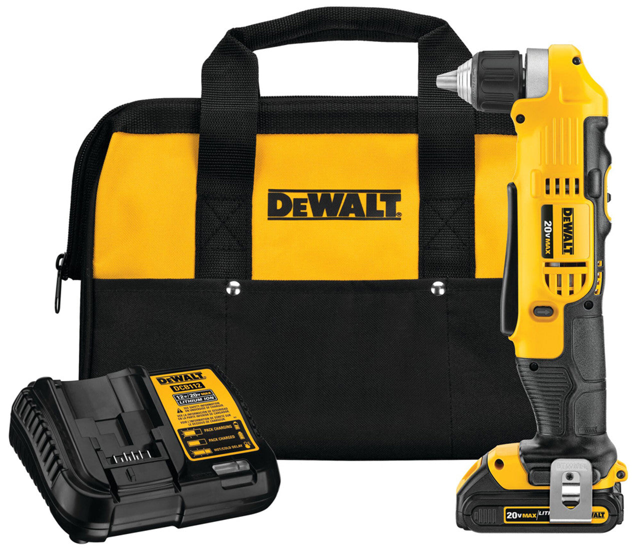 Dewalt DCD740C1 20V MAX LI-ION COMPACT 3/8" RIGHT ANGLE DRILL/DRIVER (1.5AH) W/ 1 BATTERY AND KIT BOX