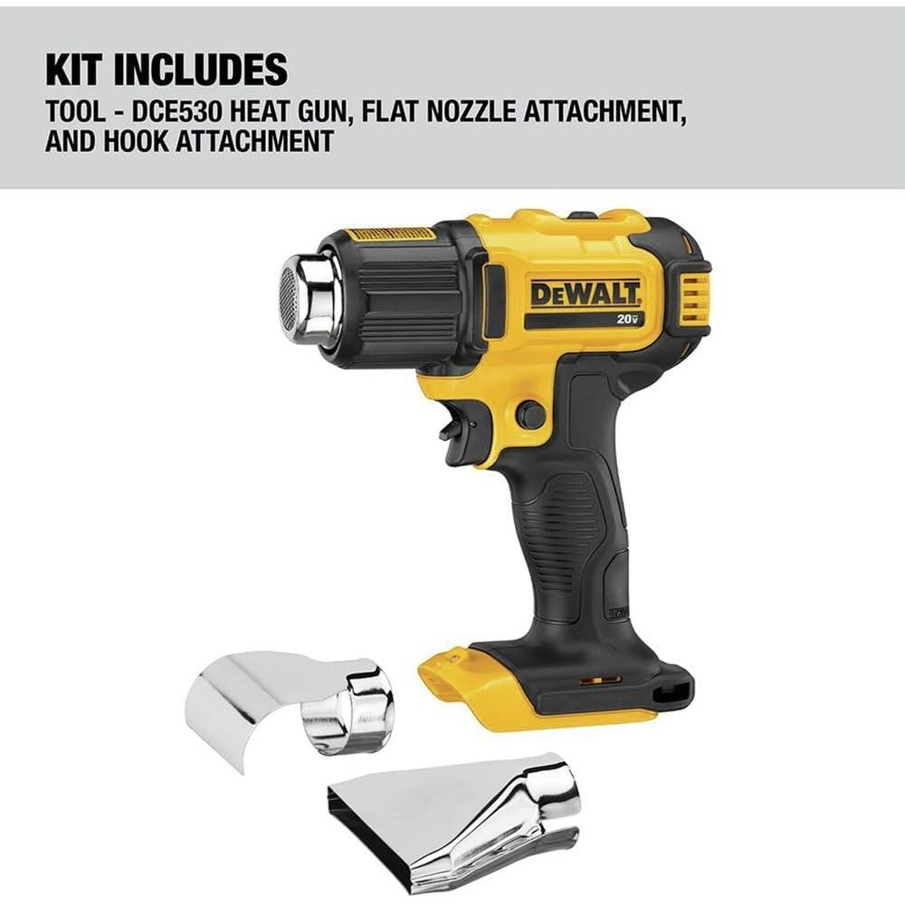 Dewalt DCE530B 20V MAX COMPACT HEAT GUN (BARE TOOL), 990°F/550°F, INCL. 2 NOZZLES