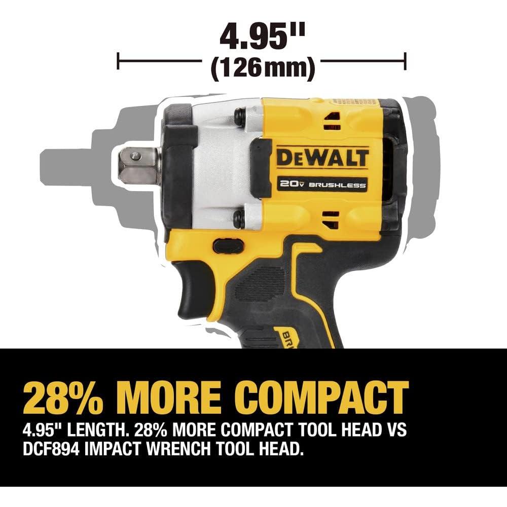Dewalt DCF922B ATOMIC 20V MAX 1/2" CORDLESS IMPACT WRENCH WITH DETENT PIN ANVIL (TOOL ONLY), 300 FT-LBS, 0-2500 RPM