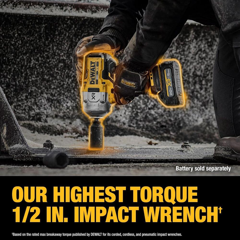 Dewalt DCF961B 20V Max Xr Brushless Cordless 1/2" Dr. High Torque Impact Wrench With Hog Ring Anvil (Tool Only),&Mldr; 1200/1750 Ft-Lbs