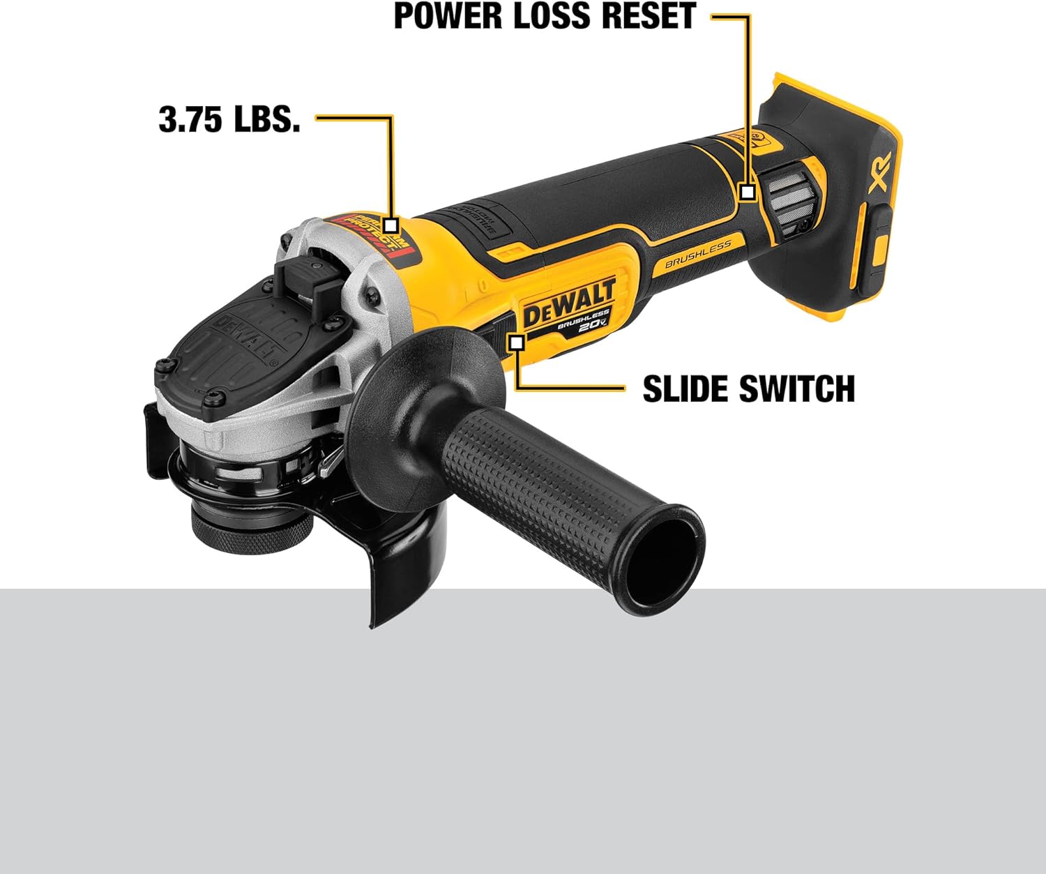 Dewalt DCG405B 20V MAX XR 4.5 IN. SLIDE SWITCH SMALL ANGLE GRINDER WITH KICKBACK BRAKE (TOOL ONLY)