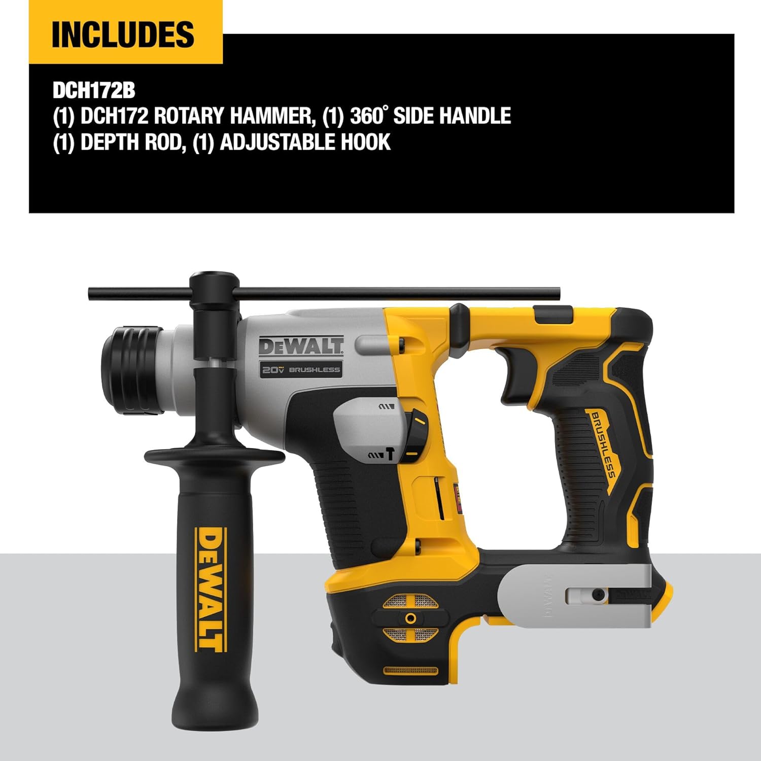 Dewalt DCH172B ATOMIC 20V MAX 5/8" BRUSHLESS CORDLESS SDS PLUS ROTARY HAMMER (BARE TOOL), 1060 RPM, 4980 BPM