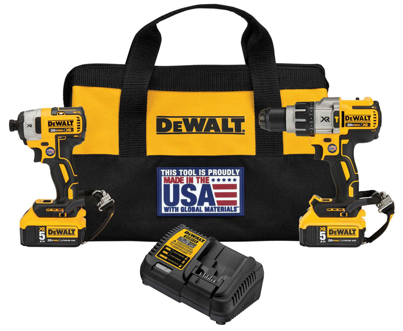 Dewalt DCK299P2LR 20V MAX XR 2 TOOL (DCD996 & DCF887) W/ 2 BATTERIES (5.0AH) AND BAG LANYARD READY