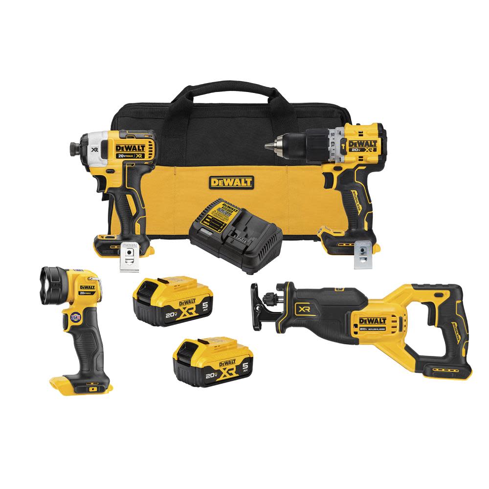 Dewalt DCK449P2 20V MAX XR® Brushless Cordless 4-Tool Combo Kit With 5.0Ah Batteries - MPR Tools & Equipment