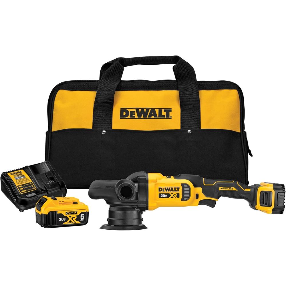 Dewalt DCM848P2 20V MAX XR 5" VARIABLE SPEED RANDOM ORBIT POLISHER KIT (5.0AH) W/ 2 BATTERIES AND BAG